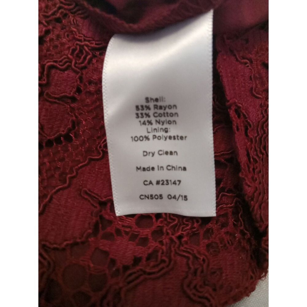 Talbots Women Burgundy Lace‎ Lined Full Zip Dress  Size 8 - Picture 7 of 7